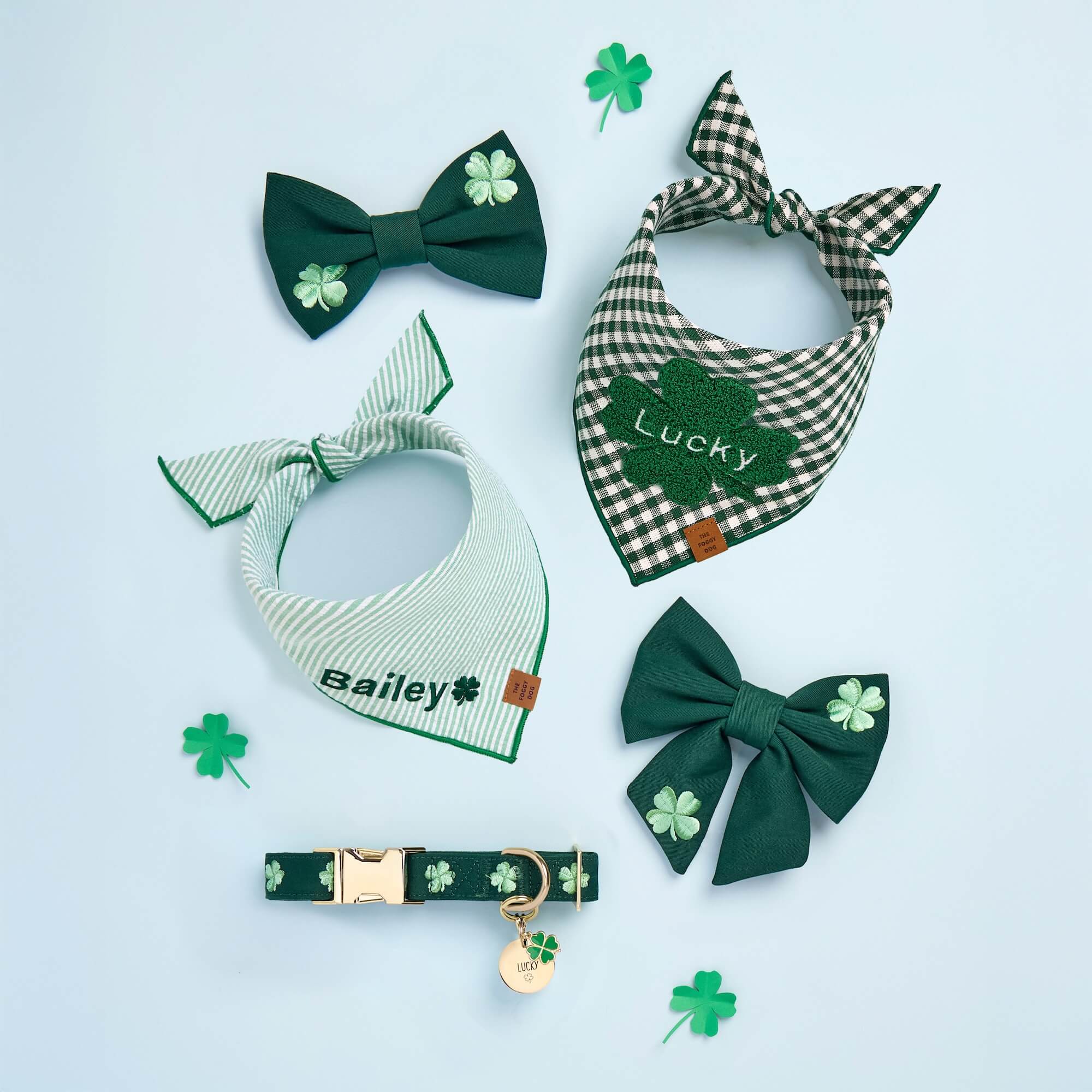 Clover Embroidered Dog Collar