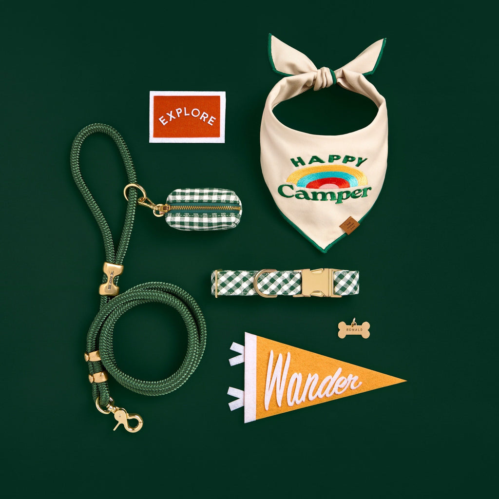 Evergreen Gingham Dog Collar