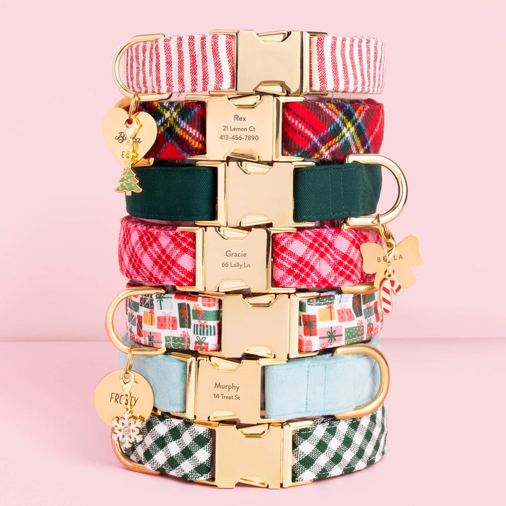 Evergreen Gingham Dog Collar