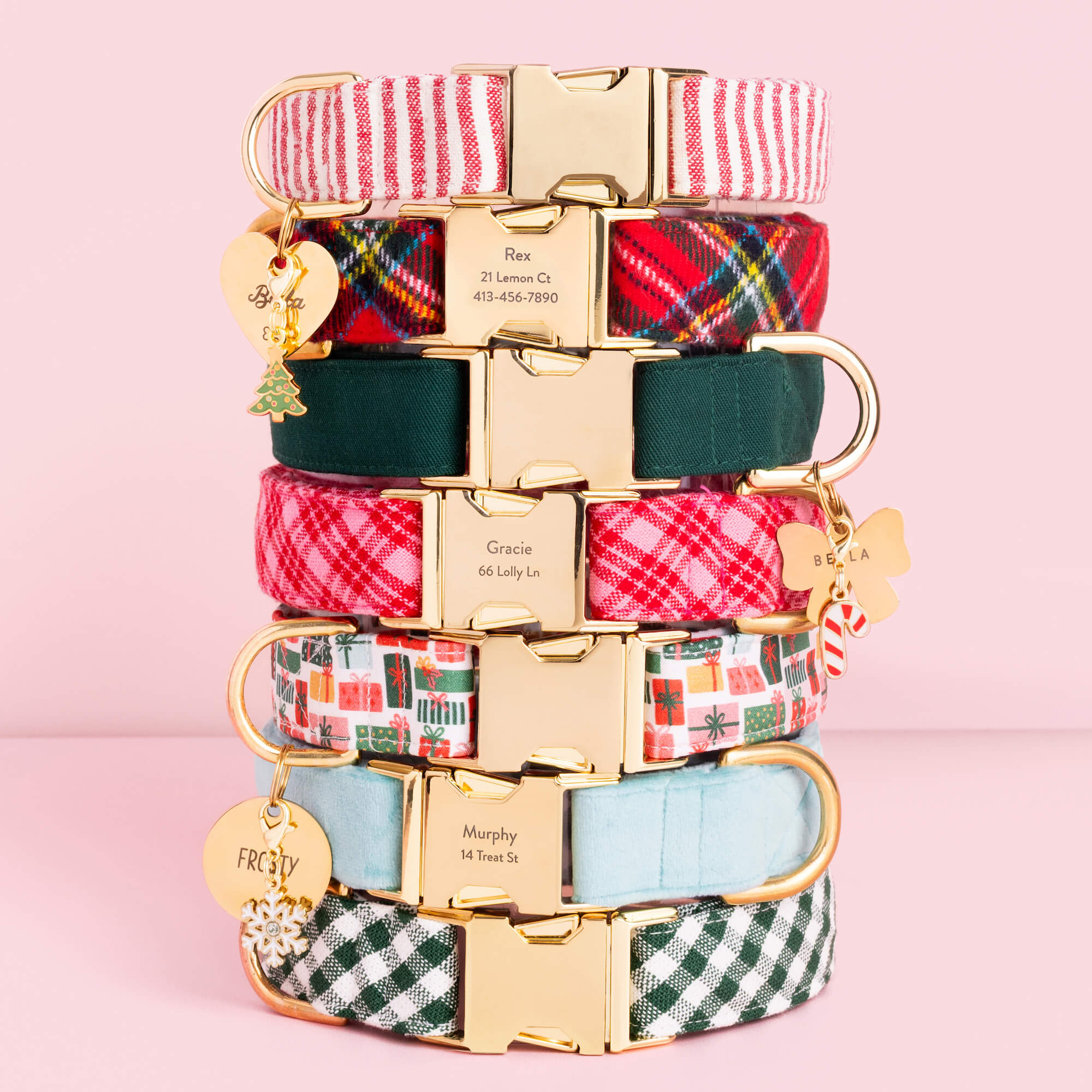 Evergreen Gingham Dog Collar