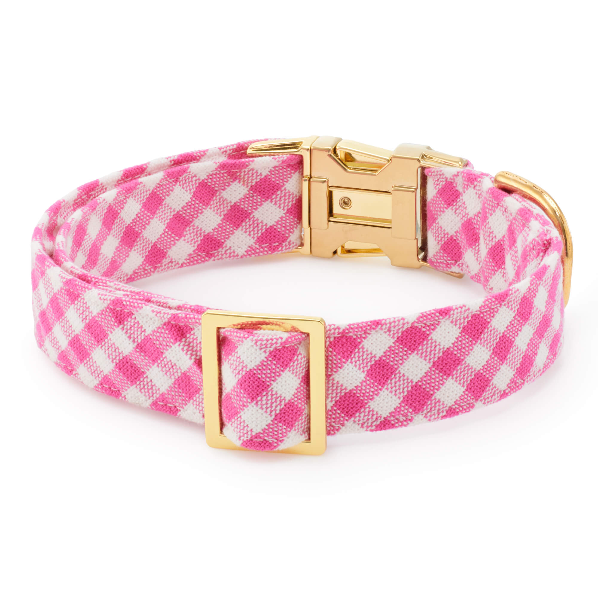 Hot Pink Gingham Dog Collar
